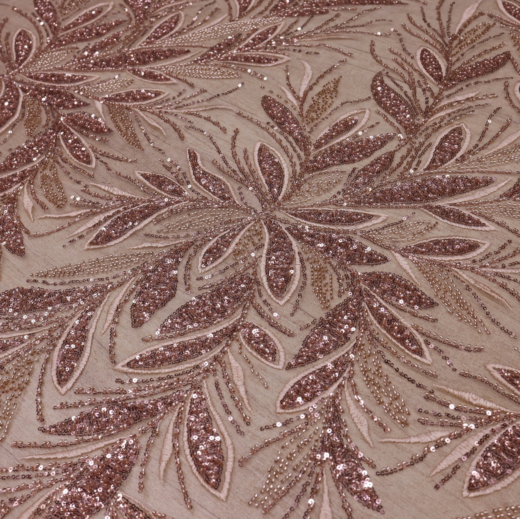 Broderie tip dantela cu perle/margele si paiete B58 - Bej