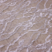 Broderie de lux tip dantela cu perle, margele si paiete   C30 - Argintiu