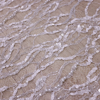 Broderie de lux tip dantela cu perle, margele si paiete   C30 - Argintiu
