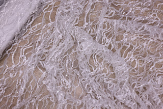 Broderie de lux tip dantela cu perle, margele si paiete   C30 - Argintiu