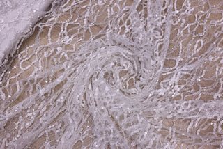 Broderie de lux tip dantela cu perle, margele si paiete   C30 - Argintiu