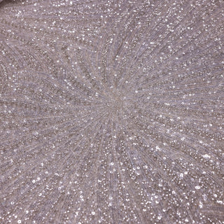 Broderie de lux tip dantela cu margele si paiete cusute manual  C31 - Argintiu