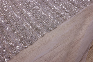 Broderie de lux tip dantela cu margele si paiete cusute manual  C31 - Argintiu