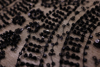 Broderie tip dantela cu perle/margele si paiete B60 - Negru