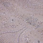 Broderie de lux tip dantela cu cristale, perle, margele si perle  C33 - Argintiu