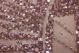 Broderie tip dantela cu perle/margele si paiete B64 - Roz
