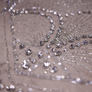 Broderie de lux tip dantela cu pietre pretioase, margele si paiete  C34 - Argintiu