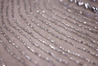 Broderie de lux tip dantela cu pietre pretioase, margele si paiete  C34 - Argintiu