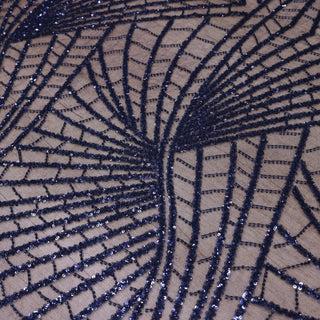 Broderie tip dantela cu perle/margele si paiete B64 - Bleumarin