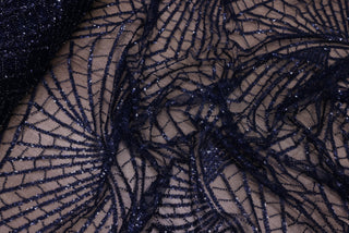 Broderie tip dantela cu perle/margele si paiete B64 - Bleumarin