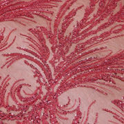 Broderie tip dantela cu perle/margele si paiete B66 - Roz Corai