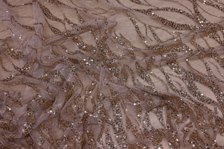 Broderie de lux tip dantela cu margele si paiete cusute manual B35 - Auriu