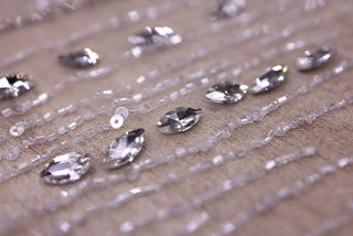Broderie de lux tip dantela cu pietre pretioase,margele si paiete   C37 - Alb