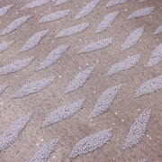 Broderie de lux tip dantela cu perle si paiete   C39 - Alb