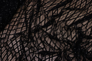 Broderie tip dantela cu perle/margele si paiete B72 - Negru