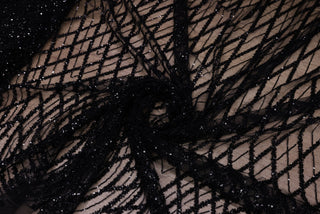 Broderie tip dantela cu perle/margele si paiete B72 - Negru