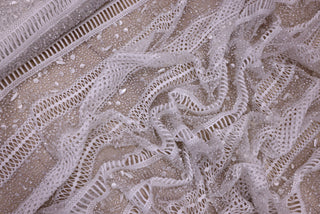 Broderie de lux tip dantela cu margele si paiete   C42 - Alb