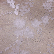 Broderie de lux tip dantela cu strasuri/pietre pretioase  C45 - Alb.