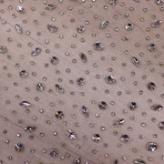 Broderie de lux tip dantela cu pietre pretioase aplicate manual  C54 - Alb