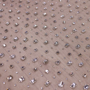 Broderie de lux tip dantela cu pietre pretioase aplicate manual  C55 - Alb
