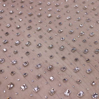 Broderie de lux tip dantela cu pietre pretioase aplicate manual  C55 - Alb