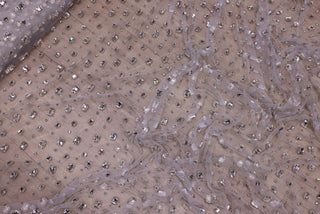 Broderie de lux tip dantela cu pietre pretioase aplicate manual  C55 - Alb