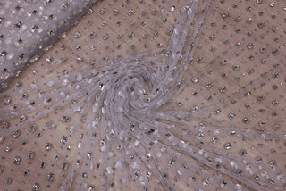 Broderie de lux tip dantela cu pietre pretioase aplicate manual  C55 - Alb