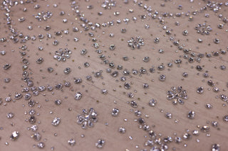 Broderie de lux tip dantela pietre pretioase C56 - Alb