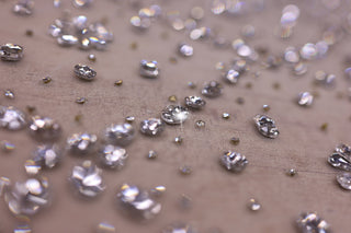 Broderie de lux tip dantela pietre pretioase C56 - Alb
