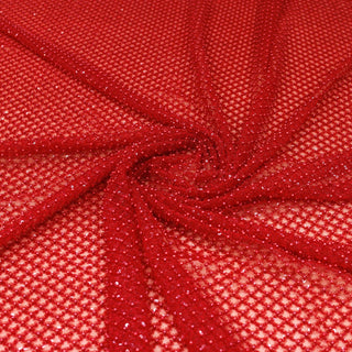 Broderie tip dantela cu perle/margele si paiete M4 - Rosu