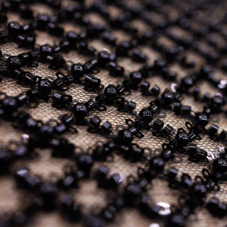 Broderie tip dantela cu perle/margele si paiete M4 - Negru