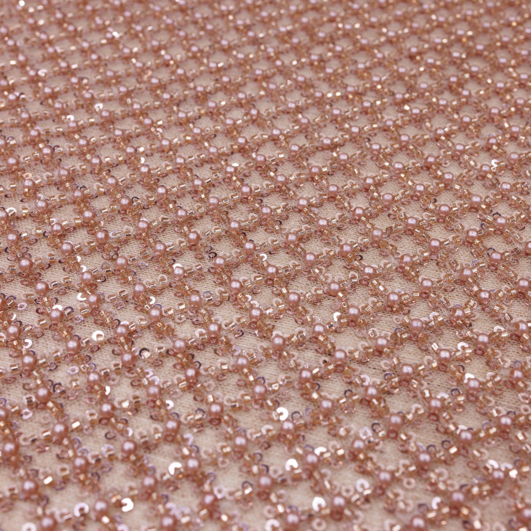 Broderie tip dantela cu perle/margele si paiete - Roze Gold M4