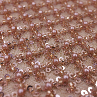 Broderie tip dantela cu perle/margele si paiete M4 - Roze Gold