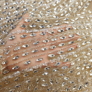 Broderie de lux tip dantela cu strasuri/pietre pretioase A3 - Argintiu