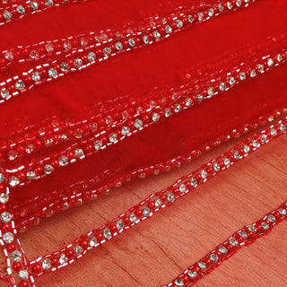 Broderie de lux tip dantela cu strasuri/pietre pretioase A3 - Rosu