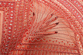 Broderie de lux tip dantela cu strasuri/pietre pretioase A3 - Rosu