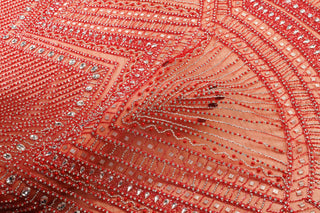 Broderie de lux tip dantela cu strasuri/pietre pretioase A3 - Rosu