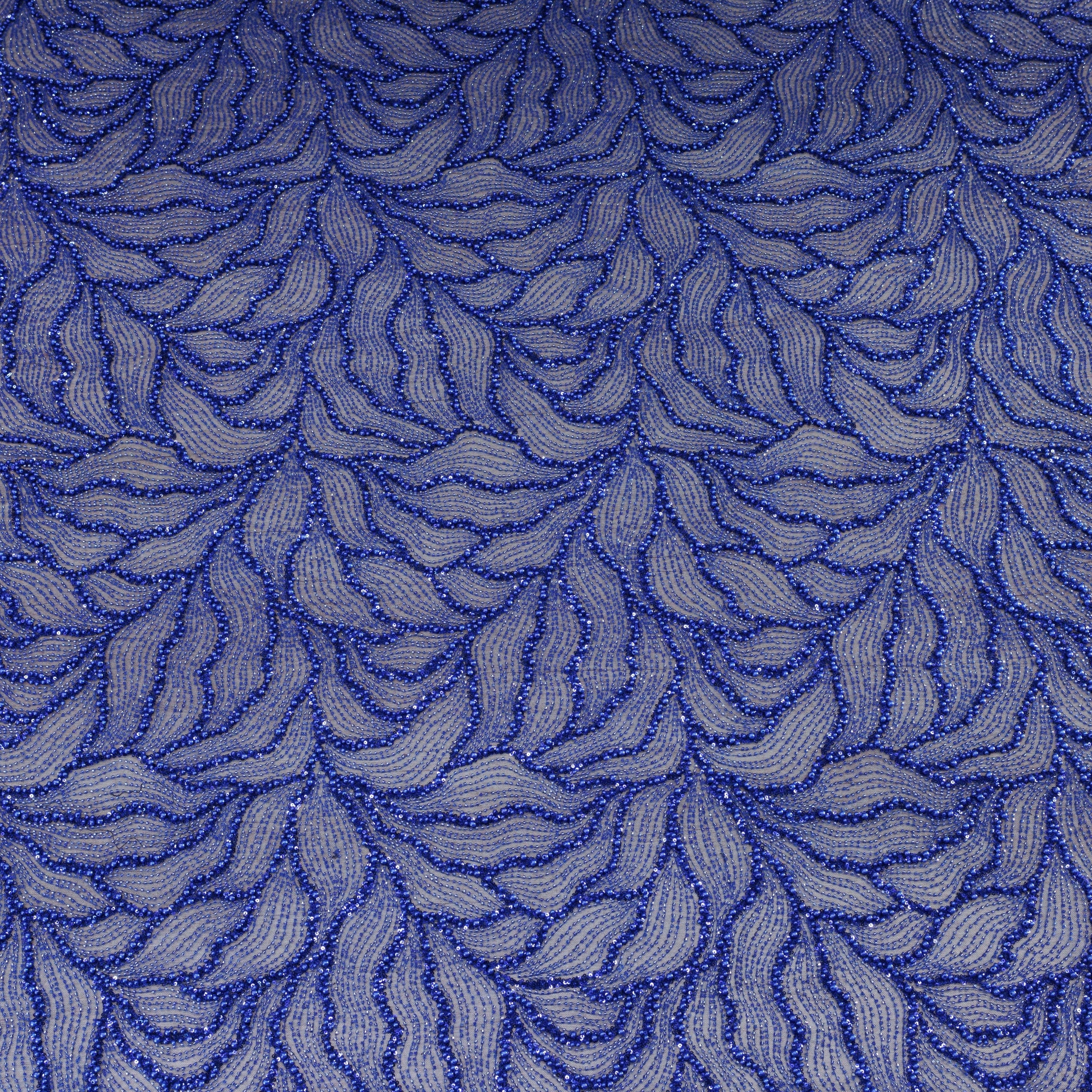 Broderie tip dantela cu perle A1 - albastru regal