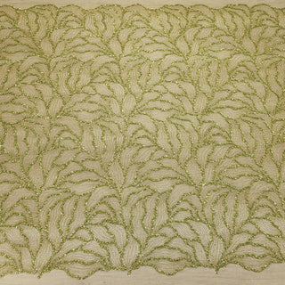 Broderie tip dantela cu perle A1 - verde oliv deschis