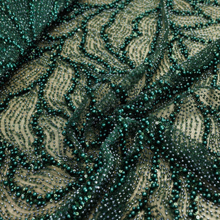 Broderie tip dantela cu perle A1 - verde smarald