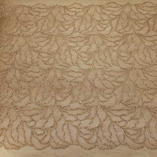 Broderie tip dantela cu perle A1 - bej auriu