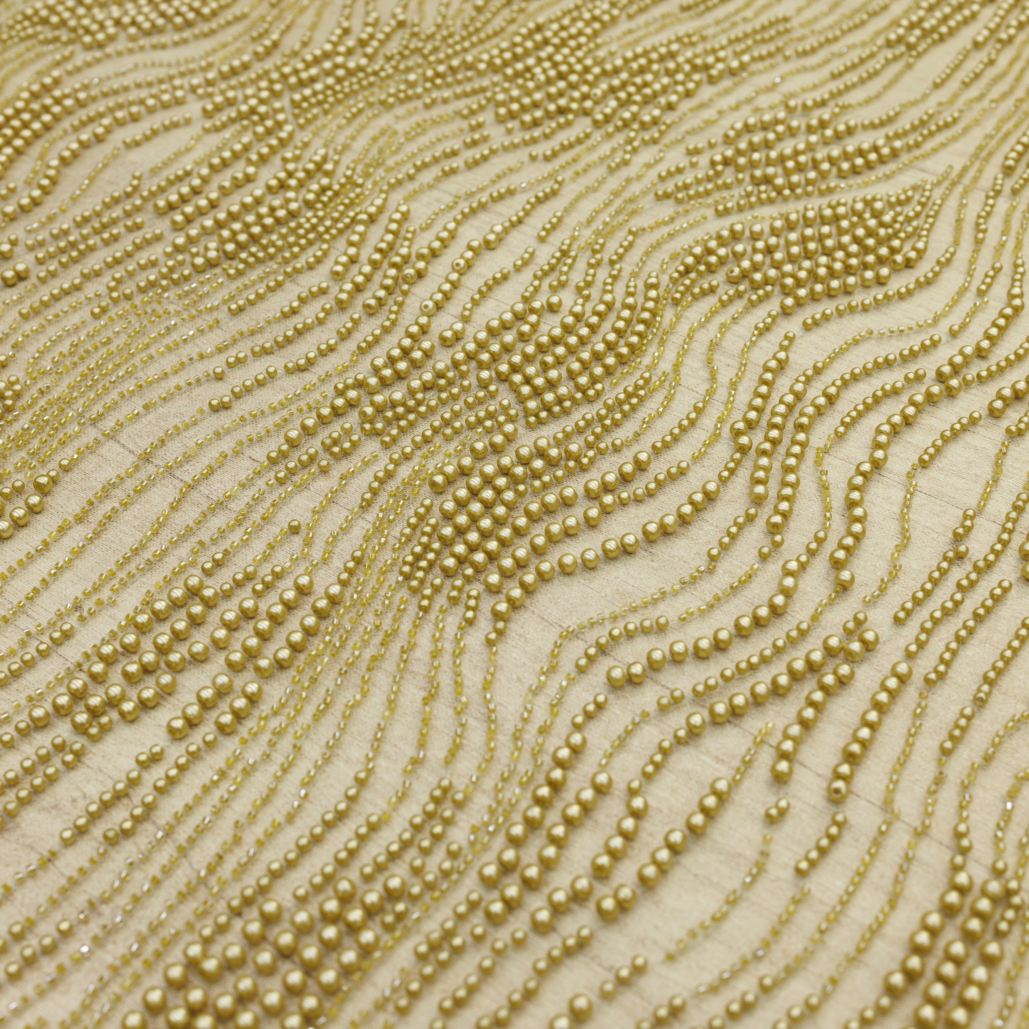 Broderie tip dantela cu perle si margele M1 - Verde Olive