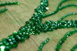 Broderie tip dantela cu perle/margele si paiete M9 - Verde