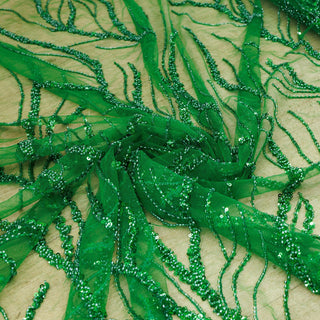 Broderie tip dantela cu perle/margele si paiete M9 - Verde