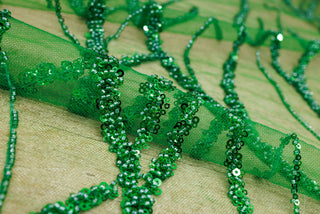 Broderie tip dantela cu perle/margele si paiete M9 - Verde