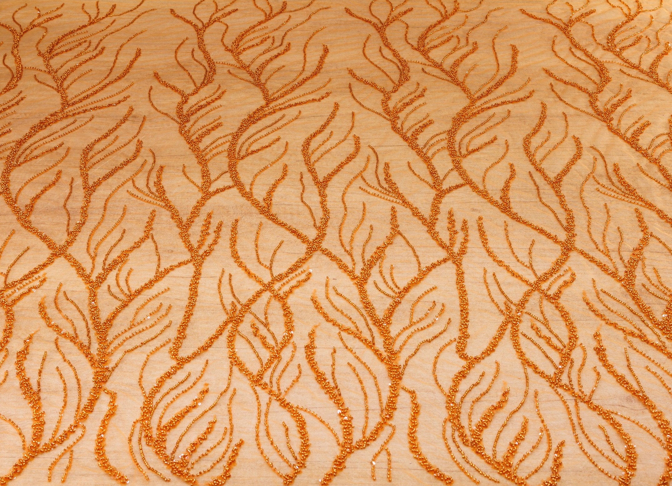 Broderie tip dantela cu perle/margele si paiete - Portocaliu M9