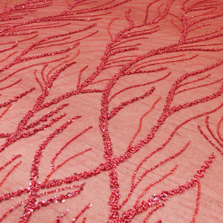 Broderie tip dantela cu perle/margele si paiete M9 - Roz