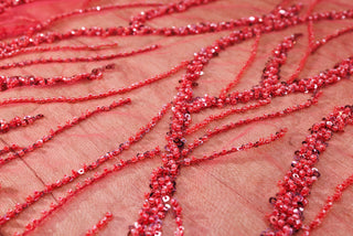 Broderie tip dantela cu perle/margele si paiete M9 - Roz