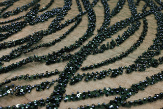 Broderie de lux tip dantela cu paiette D82 - Verde Inchis