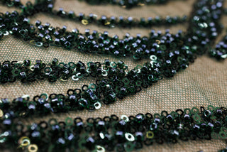 Broderie de lux tip dantela cu paiette D82 - Verde Inchis